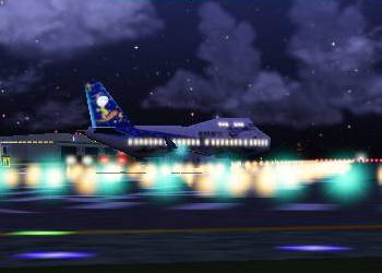 Ｒ／Ｗ０４へタキシング中の全日空Ｂ７４７